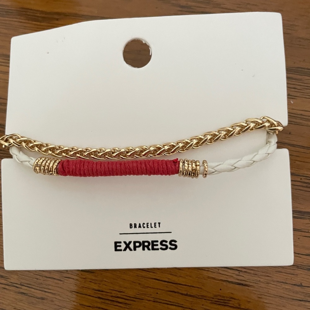 Express double bracelet NWT $12 Gold white and red tones